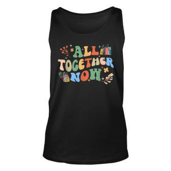 All Together Now Summer Reading 2023 Groovy Book Lover Reading Tank Top | Mazezy
