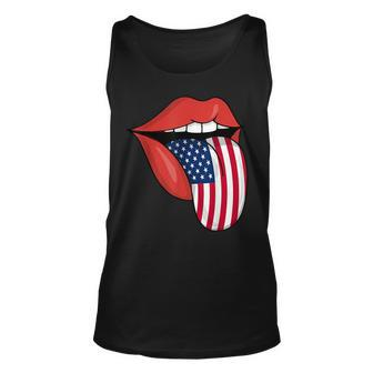 Tongue Lips Patriotic American Flag 4Th Of July Unisex Tank Top | Mazezy