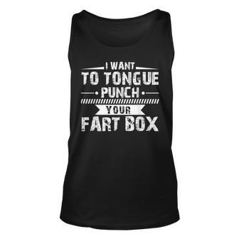 Tongue Punch Fart Box Word Pun Humor Sarcasm Joke Gag Tank Top - Monsterry