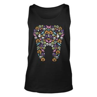 Tooth Halloween Pattern Costume Dentist Dental Assistant Tank Top | Mazezy