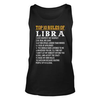 Top 10 Rules Of Libra September 23 October 22 Birthday Tank Top - Thegiftio UK