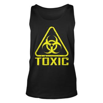 Toxic Biohazard Symbol Yellow Distressed Unisex Tank Top - Seseable