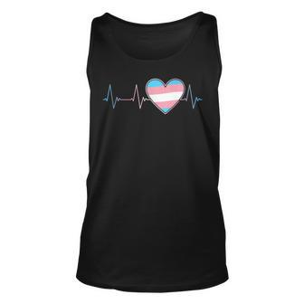 Transgender Heartbeat Trans Pride Flag Ekg Pulse Line Love Unisex Tank Top | Mazezy