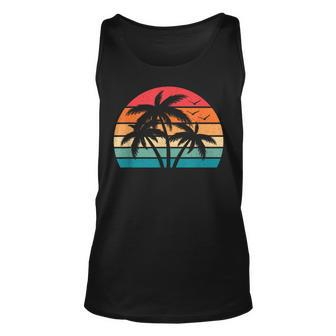 Tropical Hawaiian Retro Palm Tree Sunset Hawaii Beach Unisex Tank Top - Seseable