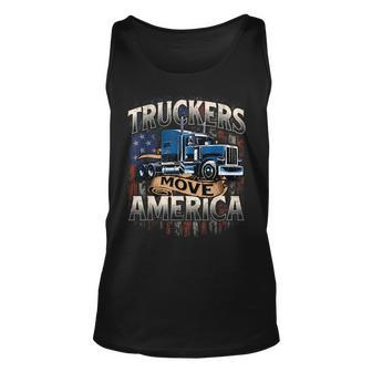 Truckers Move America - Semi Truck Driver Trucking Big Rig Unisex Tank Top - Thegiftio UK