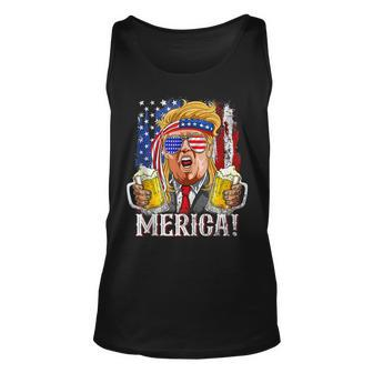 Trump Mullet 4Th Of July Usa American Flag Merica Trump 2024 Unisex Tank Top - Seseable