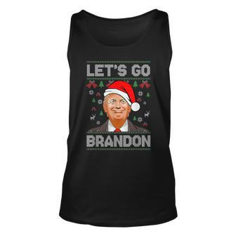 Trump Ugly Christmas Sweater Let's Go Bradon Meme Xmas Tank Top | Mazezy