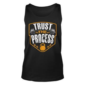 Trust The Process Motivational Quote Gym Workout Graphic Unisex Tank Top | Mazezy