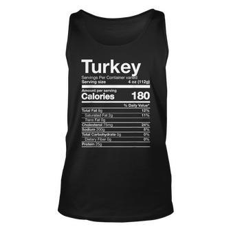 Turkey Nutrition Funny Thanksgiving Food Costume Dark Unisex Tank Top | Mazezy