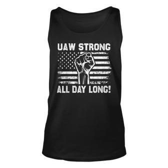 Uaw Strike Usa Flag Red United Auto Workers Picket Sign Tank Top - Monsterry DE