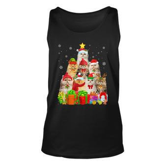 Ugly Christmas Sweater Cat Tree Persian Cat Xmas Tank Top | Mazezy