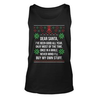 Ugly Christmas Sweater Dear Santa Claus Wish List Tank Top | Mazezy DE