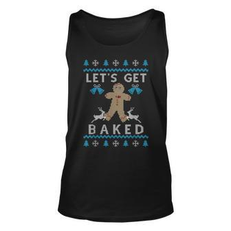 Ugly Christmas Sweater Let's Get Baked Tank Top - Monsterry