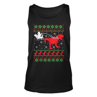 Ugly Christmas Sweater Dinosaur Tank Top | Mazezy