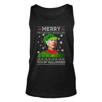 Ugly Christmas Sweater Biden Merry 4Th Of Halloween Tank Top - Monsterry