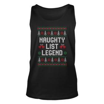 Ugly Christmas Sweater Naughty List Legend Tank Top - Monsterry CA