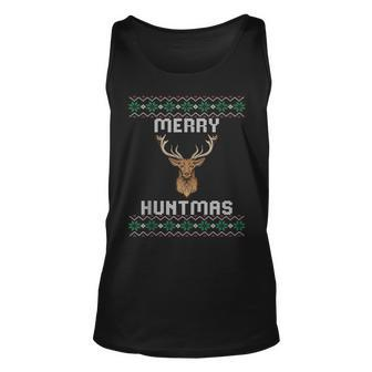 Ugly Christmas Sweater Hunting Merry Huntmas Tank Top - Monsterry DE