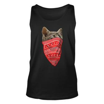 Ugly Christmas Sweater Pattern Christmas Cat For Men Tank Top - Monsterry UK