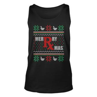 Ugly Christmas Sweater Pharmacy Tech Merry Xmas Pharmacist Tank Top - Monsterry CA