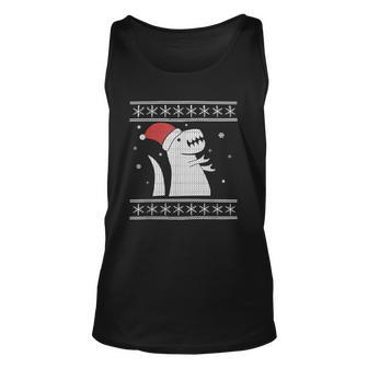 Ugly Christmas Sweater Style Dinosaur In The Snow Tank Top - Monsterry CA