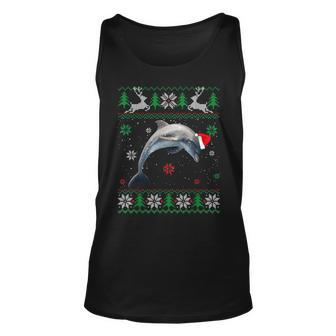 Ugly Sweater Christmas Dolphin Lover Santa Hat Animals Tank Top | Mazezy