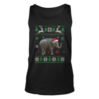 Ugly Sweater Christmas Elephant Lover Santa Hat Animals Tank Top - Monsterry UK