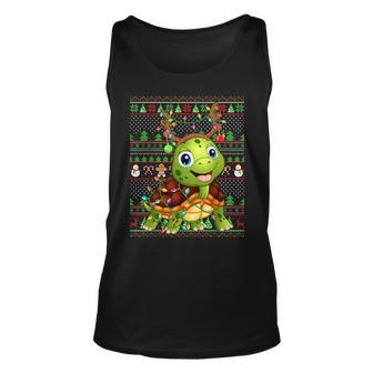 Ugly Xmas Sweater Style Lighting Turtle Christmas Tank Top | Mazezy