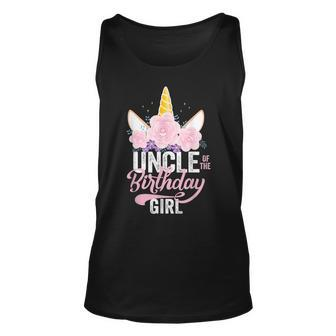Uncle Of The Birthday Girl Father Gift Unicorn Birthday Unisex Tank Top | Mazezy