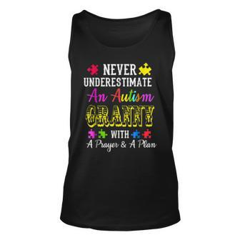 Never Underestimate An Autism Granny T Awareness Autism Tank Top | Mazezy