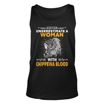 Never Underestimate Chippewa Blood Woman Native American Native American Tank Top | Mazezy