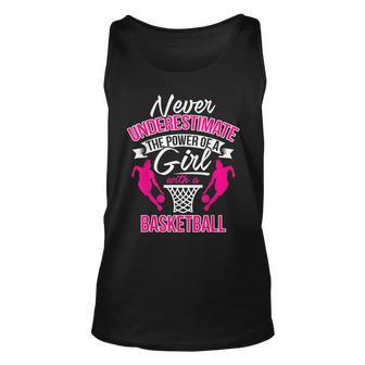Never Underestimate A Girl With A Basketball Basketball Tank Top | Mazezy