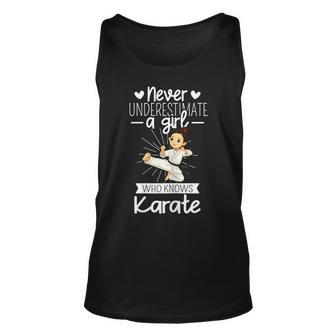 Never Underestimate A Girl Who Knows Karate Apparel Karate Tank Top | Mazezy