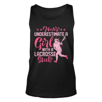 Never Underestimate A Girl With A Lacrosse Stick Ball Lacrosse Tank Top | Mazezy