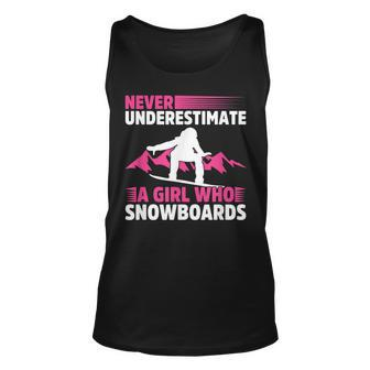 Never Underestimate A Girl Snowboard Snowboarder Wintersport Tank Top | Mazezy