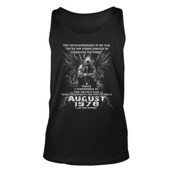 Never Underestimate A Man Born In August 1978 August Tank Top | Mazezy