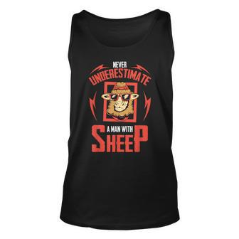 Never Underestimate A Man With Sheep Shepherd Sheep Tank Top | Mazezy