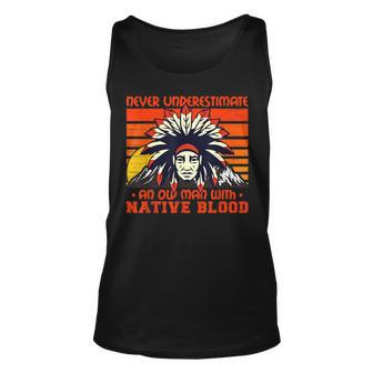 Never Underestimate Native American Old Man Old Man Tank Top | Mazezy