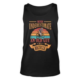 Never Underestimate An Old Guy On A Bicycle Cycling Cycling Tank Top | Mazezy