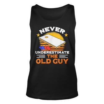 Never Underestimate The Old Guy I Cornhole Tank Top | Mazezy