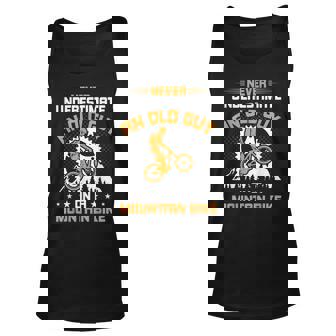 Never Underestimate An Old Guy On Mountain Bike Cycling Cycling Tank Top | Mazezy