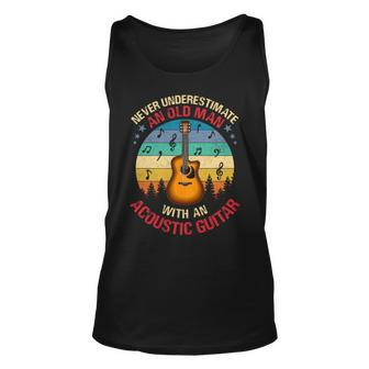 Never Underestimate An Old Man With An Acoustic Guitar Retro Old Man Tank Top | Mazezy