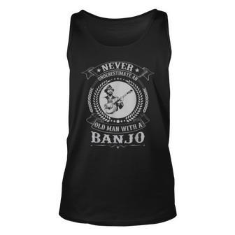 Never Underestimate An Old Man With A Banjo Musician Old Man Tank Top | Mazezy DE