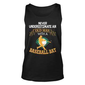 Never Underestimate An Old Man With A Baseball Bat Old Man Tank Top | Mazezy