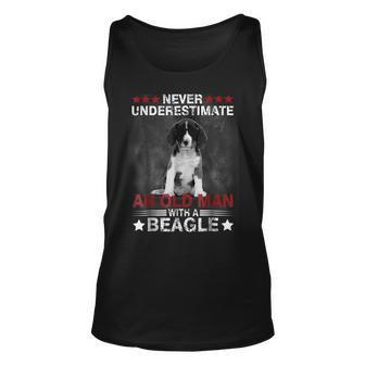 Never Underestimate An Old Man Beagle Dog Old Man Tank Top | Mazezy