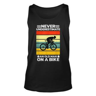 Never Underestimate An Old Man On A Bike Cycling Bicycle Men Old Man Tank Top | Mazezy