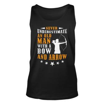 Never Underestimate Old Man Bow And Arrow Archer Old Man Tank Top | Mazezy