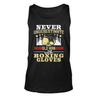 Never Underestimate An Old Man With Boxing Gloves Boxer Tank Top | Mazezy