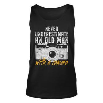 Never Underestimate An Old Man With A Camera Photographer Tank Top | Mazezy
