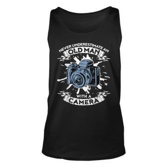 Never Underestimate An Old Man With A Camera Old Man Tank Top | Mazezy