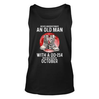Never Underestimate An Old Man With A Dd214 October Veteran Veteran Tank Top | Mazezy